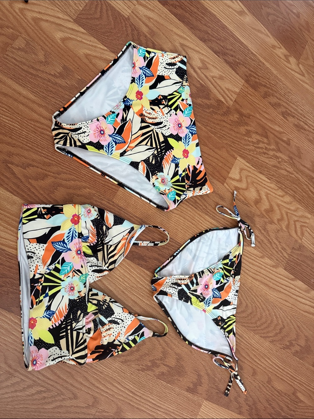 Women’s Floral Tropical Bikini Set - Black & Multicolor